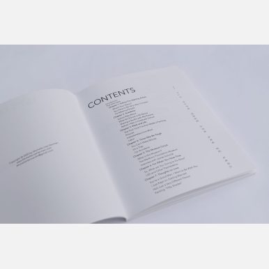 Photograph of the artist book "Let's Talk Art" by Michelle Lisa Herman, Table of Contents View