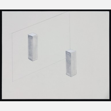 <em>Mirror/Pillars</em> Line drawing of two pillars 'facing' each other