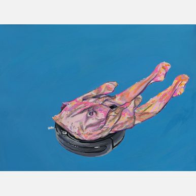 <em>Untitled (Last Judgment), Drawing</em> Drawing of "Last Judgment" sculpture depicting a blow-up doll on a Roomba