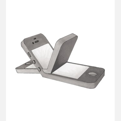 <em>A Series of Affectionate Devices, #3</em> Drawing depicting two cellphones interacting sexually