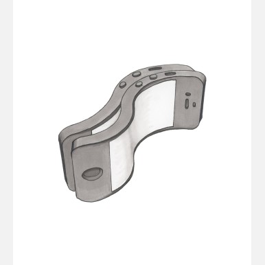 <em>A Series of Affectionate Devices, #1</em> Drawing depicting two cellphones spooning